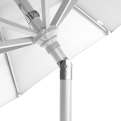 California Umbrella 5-Year-Non-Fading, 9Ft Premium Patio Umbrella, Hand-Crank, Button-Tilt, White Frame, Solution Dyed White Fabric