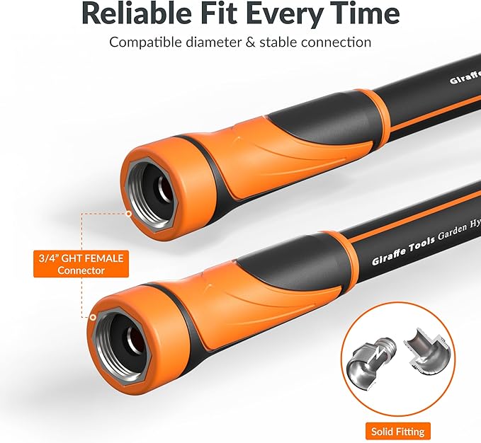Giraffe Tools Garden Hose 5/8", Water Hose Heavy Duty, Flexible, Lightweight Hybrid Hose with Swivel Handle, 3ft Female to Female Fittings, Burst 600 PSI, Short Leader Hose