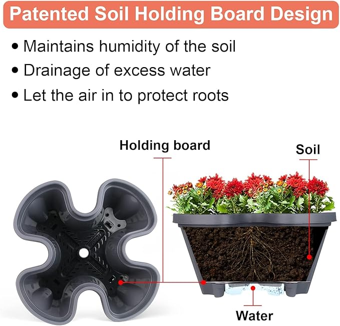 GameXcel Vertical Planter Tower- 4 Tier Stackable Garden Planter with Wheels and Tool Set – Grow Strawberries Herbs Flowers and Vegetables - Indoor Outdoor Use Dark Gray