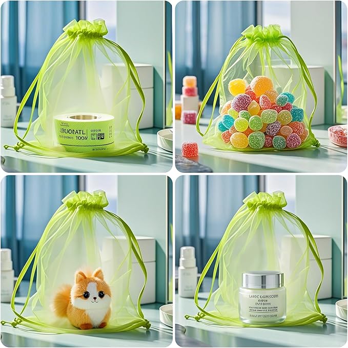 40 Pcs Fruit Protection Bags, 4x6 Inch Strawberry Bag Netting Cover, Tear Resistance Mesh Bags Drawstring, Pest Barrier Green Bags for Fruits & Vegetables, Blueberries, Cherry Tomatoes, Small Fruits