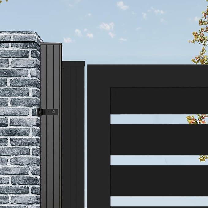 6ft x 3ft Aluminum Alloy Privacy Gate - Outdoor Metal Garden Gate with Lockable Knob, Semi-Open Security Gate, Design for Patio, Yard & Backyard, Easy Installation Without Posts