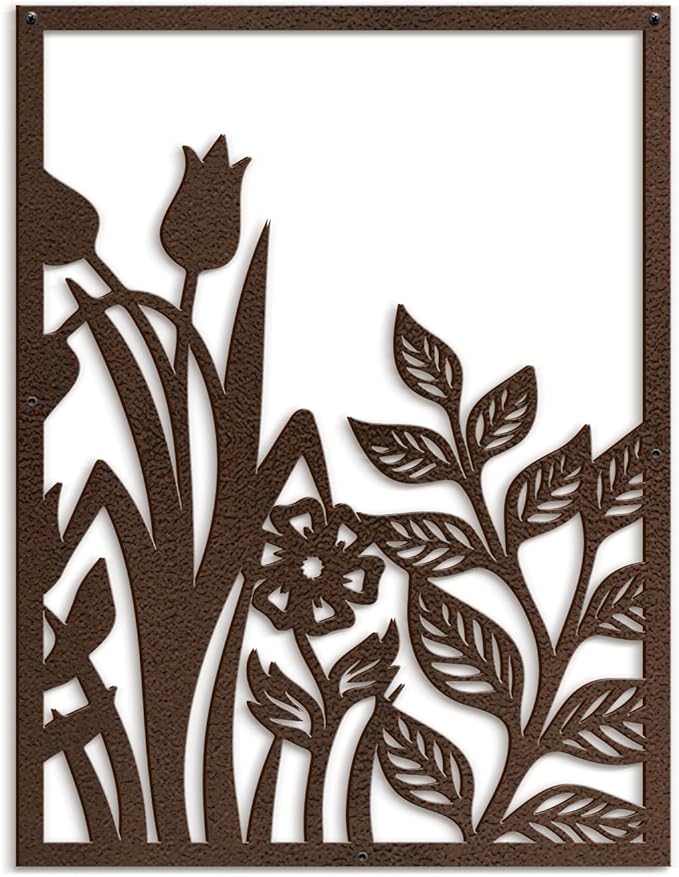 SIGNLEADER Metal Wall Art Decor Botanical Flower Plant Leaves Modern Abstract Wall Sculpture Hangings Home Decoration for Living Room, Bedroom, Bathroom, Kitchen, Outdoor - 36" Bronze