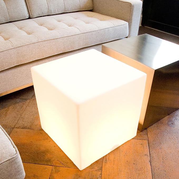 Mr.Go 14-inch LED Ball Light and 16-inch LED Cube Light Bundle, Rechargeable, Remote Control, Dimmable 16 RGB Colors 4 Modes, Waterproof, Great as Night Light Mood Lamp Ambient Lighting Decorations