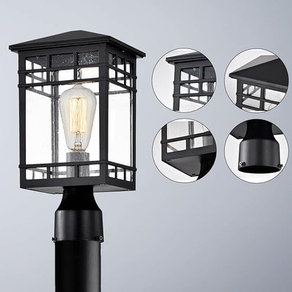 Treekee Outdoor Post Lights, Lamp Post Light Fixture, Waterproof Aluminum Pillar Lantern with Seeded Glass, Lamp Posts Outdoor Lighting for Walkway, Garden, Patio