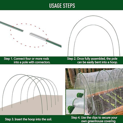 MAXPACE Greenhouse Hoops for DIY Grow Tunnels Less Than 2.7ft Wide, Rust-Free Fiberglass Support Hoops Frame for Garden Fabric, Plant Support Garden Stakes, Gardening Supplies, 25pcs