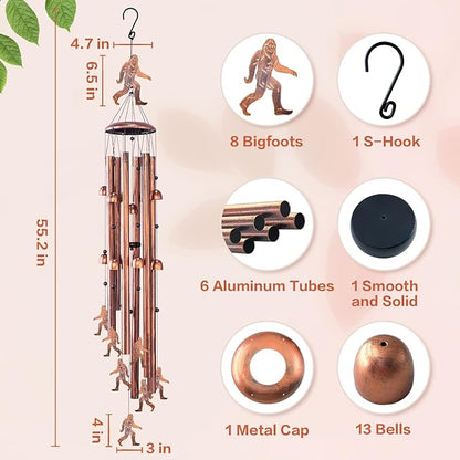 Extra Large 55 inch Bigfoot Wind Chimes for Outside,Big Foot Sasquatch Gifts for Men Women/Memorial Gifts/Birthday Gift Metal windchimes Outdoors/Indoors,Garden Decor,Patio,Home,Porch,Yard Decoration
