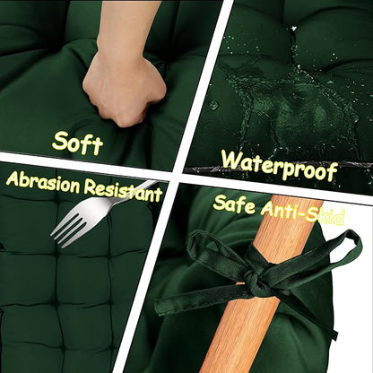 Porch Swing Cushion Three Seat, Waterproof Swing Cushions Replacement with Backrest, Outdoor Garden Furniture Patio 4" Thickened Cushions with Ties (Dark Green, 40 x 55in)