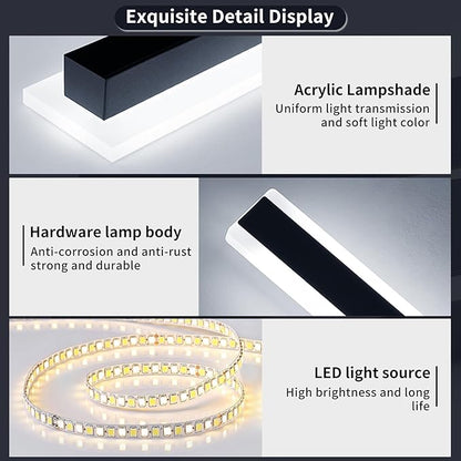 Mikeru 23.6inch Long Led Wall Light, 6000k Cool White Modern Outdoor Wall Light Ip65 Waterproof Black Acrylic Porch Exterior Lighting Fixtures, Exterior Wall Mount Lights for Garage Front Door