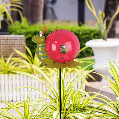 37" Bird Houses for Outside, Outdoor Metal Snail Birdhouse with Hanging String & Poles for Patio, Yard, Garden