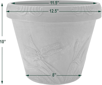 PSW Pot Collection Dragonfly Planter Pot for Indoor and Outdoor Plants and Gardens, 12.5' by 10, Terra Cotta Color