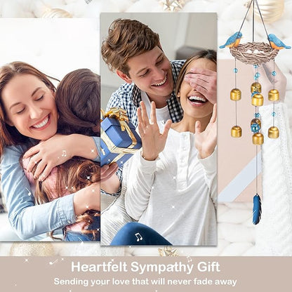Taman Blue Bird Wind Chime - Wind Bell for Outside Indoor Resin Decorative Metal Bronze Mobile Wind Chime Memorial Sympathy Gift for Home, Outdoor, Yard, Patio,Garden Decor, 27.5"