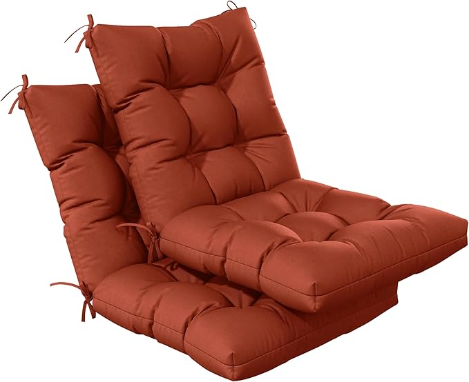 Patio Seat&Back Chair Cushions for Outdoor Furniture，Comfortable Cushions for Rocking/Dining/Lawn Chair-Set of 2