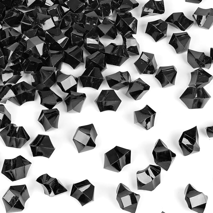 DomeStar 150PCS Fake Ice, Black Decorations Vase Fillers, Black Plastic Gems Aquarium Tank Rock Party Table Scatter Decorations