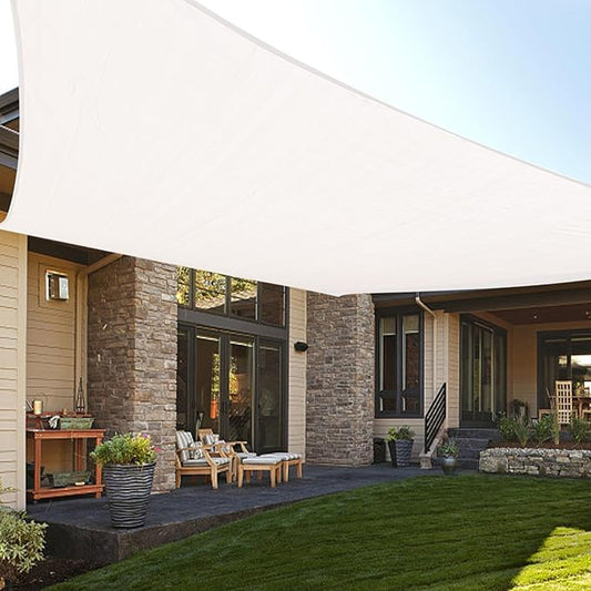 LOVE STORY 6.5' x 10' Rectangle White Sun Shade Sail Canopy UV Block Cover for Outdoor Patio Garden Backyard