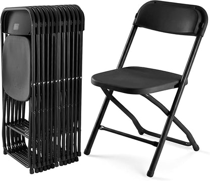 DUMOS Folding Chairs Sets of 12, 330lbs Plastic Stackable Portable Patio Dining Sets, Fold Up for Indoor Outdoor, Camping, Garden, Party, Meeting, Weeding, Black
