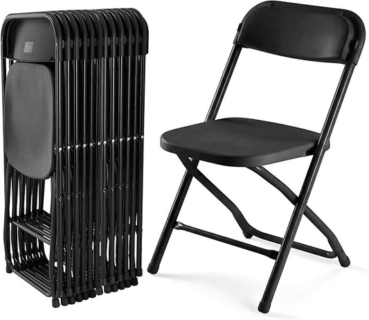 DUMOS Folding Chairs Sets of 12, 330lbs Plastic Stackable Portable Patio Dining Sets, Fold Up for Indoor Outdoor, Camping, Garden, Party, Meeting, Weeding, Black
