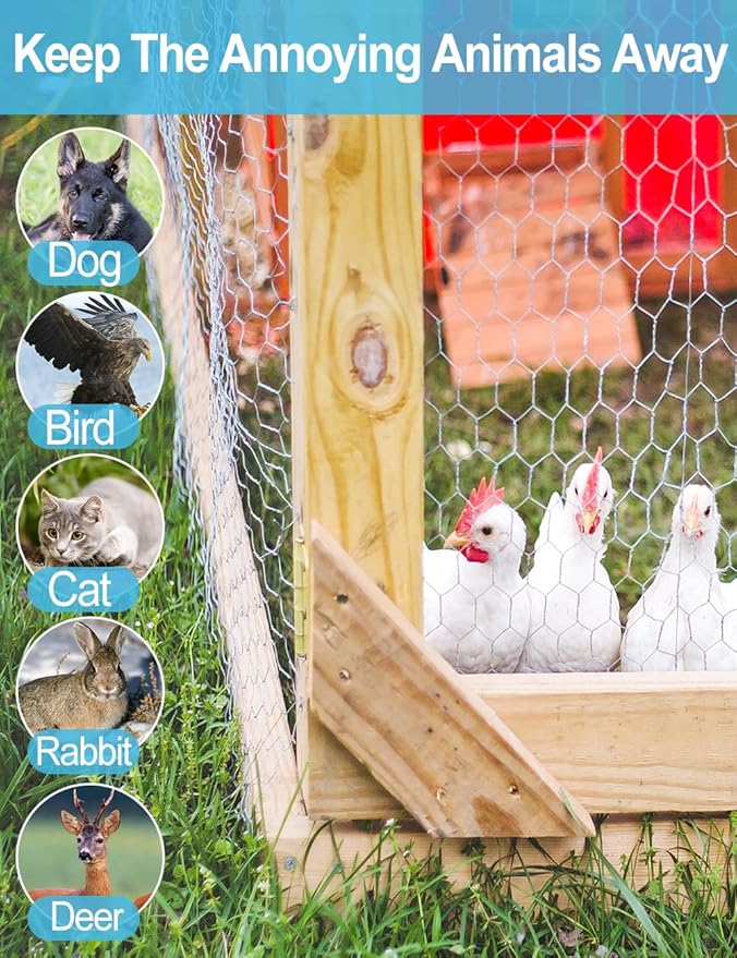 TOYPOPOR Chicken Wire 16'' x 600''(40cm x 15m), Outdoor Anti-Rust Hexagonal Galvanized Chicken Wire Mesh Fencing to Protect Gardening Plants Vegetables Flowers Fruits From Dogs Rabbits Squirrels, 49ft