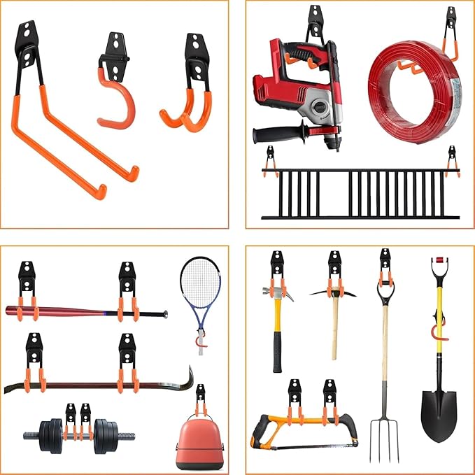 30 Pack Heavy Duty Steel Storage Hooks - Wall Mount Garage Hanger & Organizer for Bikes, Tools, Ladders, Bulk Items, Ropes and More