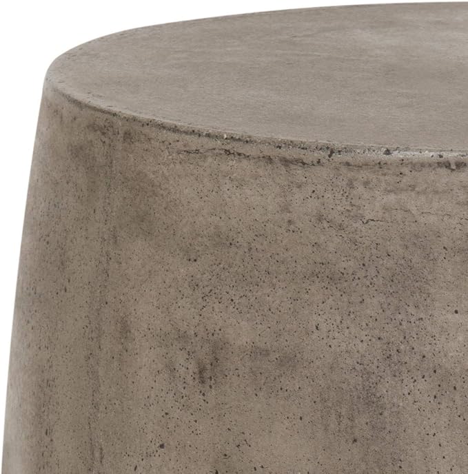 Safavieh Outdoor Collection Zuri Modern Concrete Ivory Round 17.7-inch Accent Table