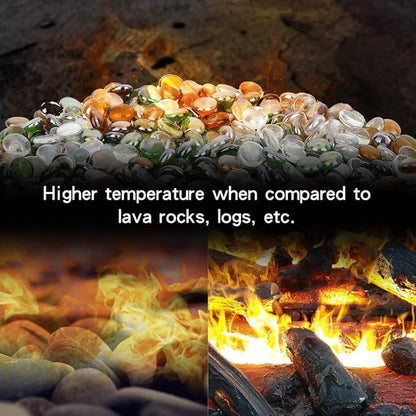 Stanbroil 10-Pound Blended Fire Glass Beads - 1/2 inch Fire Glass Drops Blended Emerald Green, Crystal Ice, Caramel Luster for Indoor and Outdoor Gas Fire Pits and Fireplaces