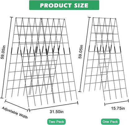 DoCred Cucumber Trellis, 59" High 2 Pack Foldable A Frame Trellis for Raised Bed Climbing Plants, Vegetables, Includes Plant Support Clips, Twist Ties, Plastic Ties- Made from PVC-Coated Steel