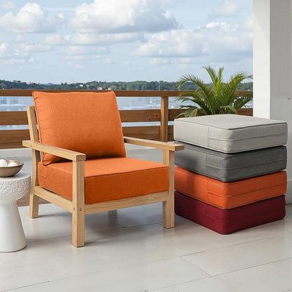 Outdoor Chair Cushions Set of 2, Waterproof 24x24 Patio Chair Cushion, 6" Thickened Seat Cushion for Outdoor Furniture, Couch Cushion Replacement, Include 2 Back & 2 Seat Cushions, Thick/Orange