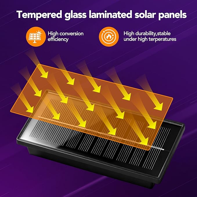 Solar Fence Lights Outdoor 8Pack, Warm White & RGB 6 Color and Glass Panel, Waterproof High Brightness Solar LED Spot Lens Deck Lights for Outside Stairs, Porch Step, Railing, Backyard, Patio