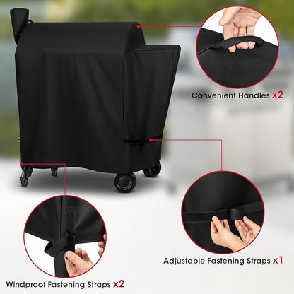 Unicook Pellet Smoker Cover for Traeger Pro 780 Series, Heavy Duty Waterproof Full Length BBQ Smoker Grill Cover, Outdoor Weather Resistant Barbecue Ptrotection, Black