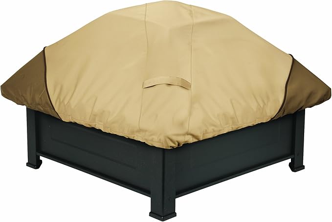 Classic Accessories Veranda Water-Resistant 40 Inch Square Fire Pit Cover, Outdoor Firepit Cover