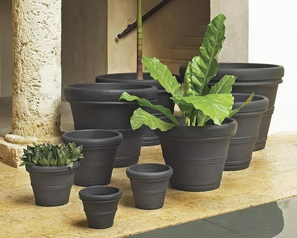 Crescent Garden Brunello Classic Rolled Rim Planter Pot, Indoor/Outdoor Plastic Round Plant Pot - Decorative Flower Pot - 20'' (Parchment)