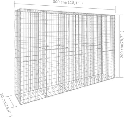 Tidyard Gabion Wall with Cover Mesh Wire Basket Panel Galvanized Steel Garden Stone Fencing Patio Decorative Fence for Outdoor Landscape Lawn 118.1 x 19.7 x 78.7 Inches (L x W x H)