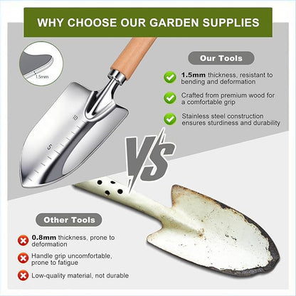 Kynup Gardening Tools, Garden Tools Set-9 Piece Gardening Gift for Women, Gardening Kit Ideal Hand Gardening Spades, Thickened Stainless Steel, Rust-Proof, Garden Supplies, Essentials, Garden Stuff