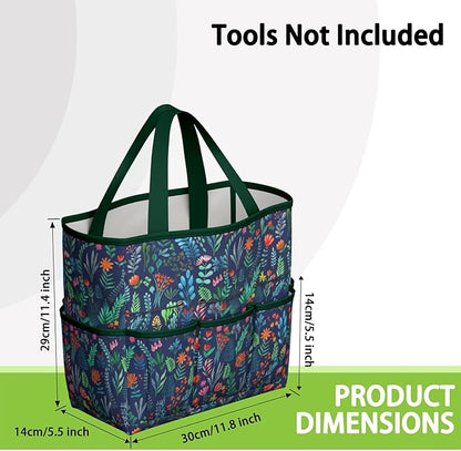 Daisy Flowers Garden Tool Bag - Waterproof Garden Tote with 8 Pockets, Large Storage Home Organizer Gardening Tool Oxford Bag for Garden Tools Kits Holder, Ideal Outdoor Gardening Gift for Women & Men