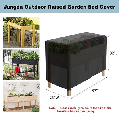 Outdoor Raised Garden Bed Cover for Winter (Only Cover),Waterproof Raised Planter Boxes Stand Covers - 97 x 25 x 32 inch