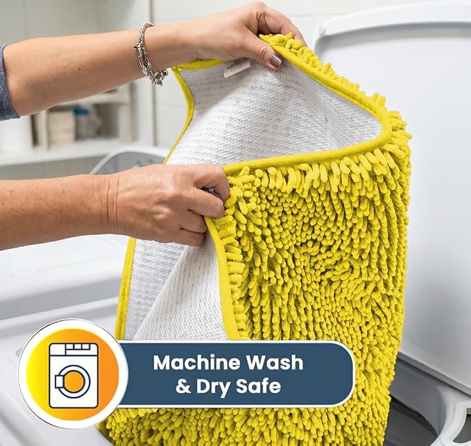 Muddy Mat® | Super Water Absorbent Door Mat Indoor, Microfiber Quick Dry Chenille Entryway Rug,Slip Resistant Front Door Mat,Indoor Mats for Entryway,Machine Washable Pet Rug, Lemon Yellow 22" x 36"