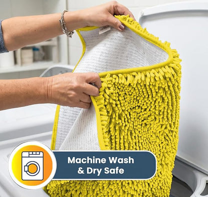 Muddy Mat® | Super Water Absorbent Door Mat Indoor, Microfiber Quick Dry Chenille Entryway Rug,Slip Resistant Front Door Mat,Indoor Mats for Entryway,Machine Washable Pet Rug, Lemon Yellow 36" x 46"
