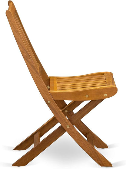 East West Furniture CMDK5CWNA 5 Piece Outdoor Patio Dining Sets Includes a Rectangle Acacia Wood Table and 4 Folding Side Chairs, 35x66 Inch, Natural Oil