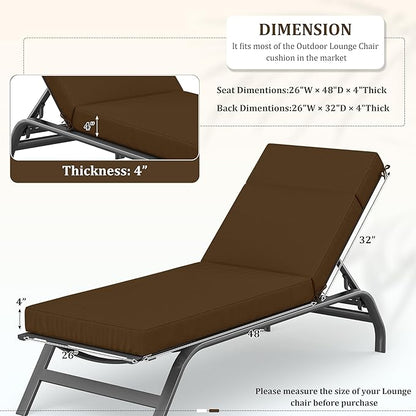 Chaise Lounge Cushions Outdoor, 80" L X 26" W X 4" D Lounge Chair Cushions for Outdoor Furniture, High-Density Foam Outdoor Chaise Cushion-Waterproof Fade-Resistant ThickPatio lounge chair cushion