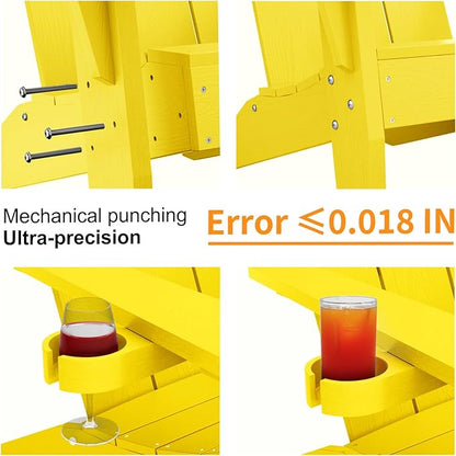 MXIMU Adirondack Chair Set of 4: Modern Adirondack Chairs Fire Pit Chairs Plastic Outdoor Chairs for Lawn Backyard Deck Garden Camping (Yellow)