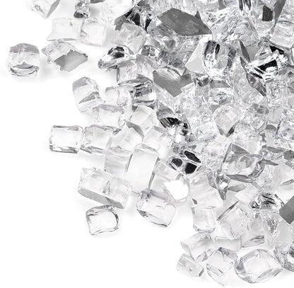 GASPRO 20 lbs Clear Fire Glass for Fire Pit Table, Reflective Gas Fireplace Glass Rocks, Gorgeous, 1/2 Inch