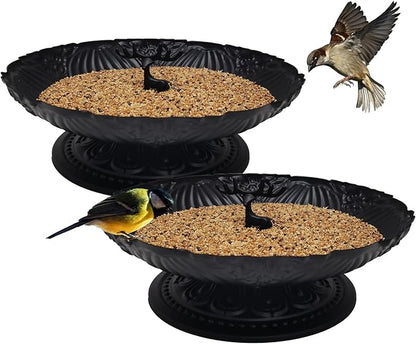 Ground Bird Feeder for Outdoors,11 Inches Metal Platform Bird Feeders Tray for the Garden/Backyard(2pack)