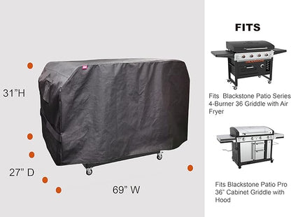 RPET Fabric Cover for Flat Griddle Cover, Black；Fit 36" griddles Similar Blackstone 5482