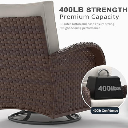 LayinSun 6 Pieces Outdoor Patio Furniture Set, Rattan Wicker Sectional Swivel Rocker Chairs Sets