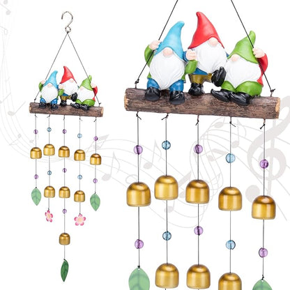Taman Wind Chime for Outside - Gnomes Windchime for Outdoor Garden Decorative Metal Bronze Mobile Wind Chime Memorial Sympathy Gift for Home, Outdoor, Yard, Patio,Garden Decor, 29"