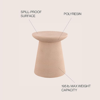 JONATHAN Y TBL1108B Hollie 18" Minimalist Modern Drum Indoor/Outdoor Accent Table Pedestal, Contemporary, Mid-Century, Art Deco, Bohemian, Patio, Garden Room, Bathroom, Living Room, Pink Frosted