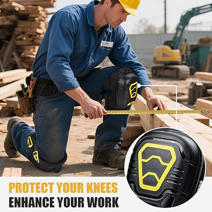 TICONN Gel Knee Pads for Work, Professional Heavy Duty Work Knee Pads for Men with Soft Foam and Gel Cushion for Men Construction, Garden, Flooring (Black/Yellow)