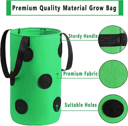Miewslan 2 Packs Hanging Strawberry Planter, Upside Down Tomato Grow Bag Tomato Potato Strawberry Grow Bags Garden Plant Vegetable Planting Bag with Holes(Green+Red)
