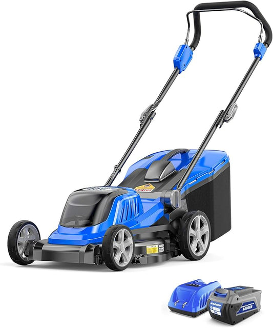 Wild Badger Power 40V 18″ Cordless Lawn Mower Brushless , 5,445 sq ft/0.125 ac, 1×4.0Ah Battery & Fast Charger, 5-Position Height ,for Small-to-Medium Lawns