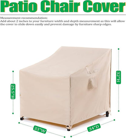 F&J Outdoors Patio Chair Covers Waterproof UV Resistant Outdoor Dining Chair Cover, 33" W x 34" D x 32" H