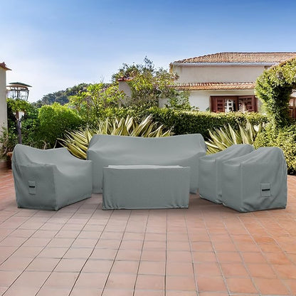 Covers & All Patio Furniture Cover Set, 5 Piece Outdoor Furniture Covers, Water-Repellent, UV & Weather Resistant Covers for Sofa, Loveseat, Chairs & Coffee Table with Elastic and Padded Handles